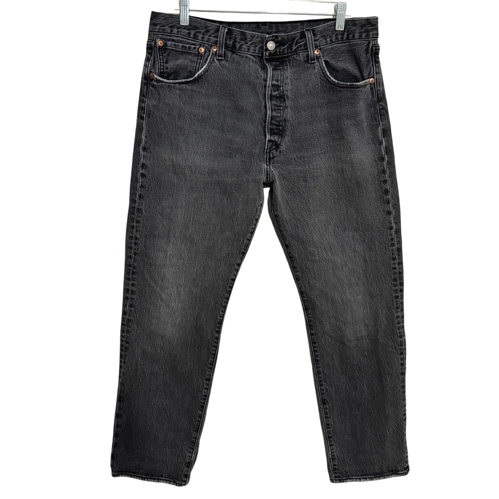 Levis 501 '93 Straight Jeans Mens 34x30 Charcoal Wash Button Fly Stretch Denim